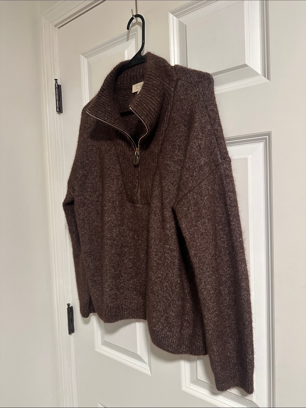 NWOT Sézane Tobias Half Zip Sweater in Dark Chocolate size M - Picture 6 of 13